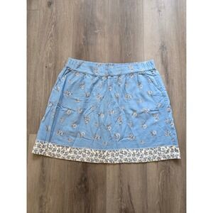 LOFT Womens Size XL Elastic Waist Linen Blend Floral Lightweight Skirt